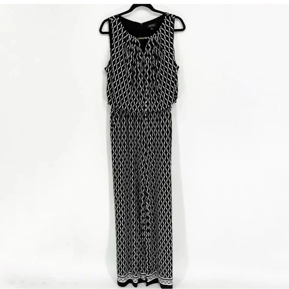 Tahari ASL Black and White Geometric Jumpsuit - Picture 6 of 11